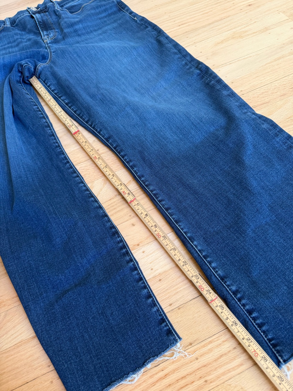 Frame Le Slim Palazzo High Rise Wide Leg Jeans Raw Fray Size 33 Denim Western - Picture 11 of 11
